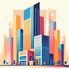 skyscraper office building abstract backgrounds illustration