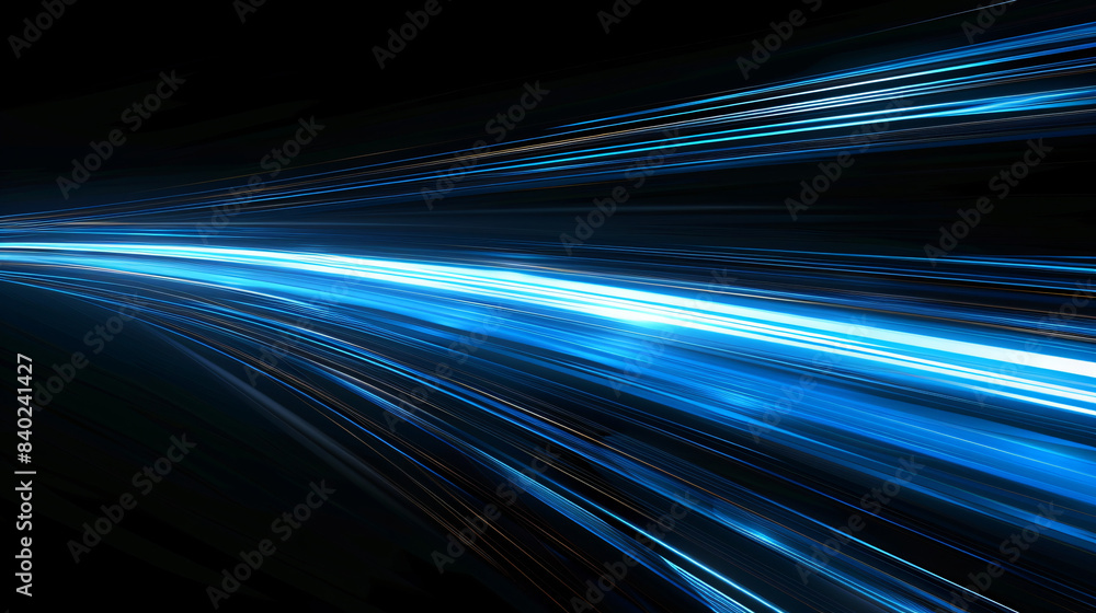 Poster dynamic blue light streaks on a dark backdrop symbolizing speed and innovation