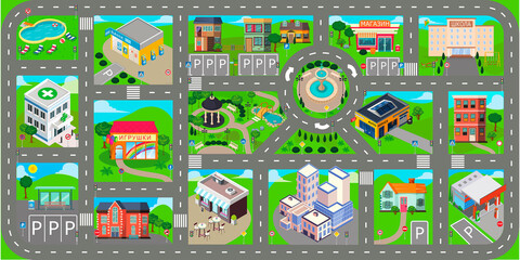 Adventure playmat baby play-rug road-rug Kids-rug, nursery-rug, road carpet, kids-room decor, car rug,kids play rug city road illustration, carpet design © Равшан Кадиров