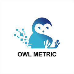 Abstract owl with technology and modern concept, white background