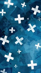 Obraz premium Simplified Abstract Blue Medical Crosses
