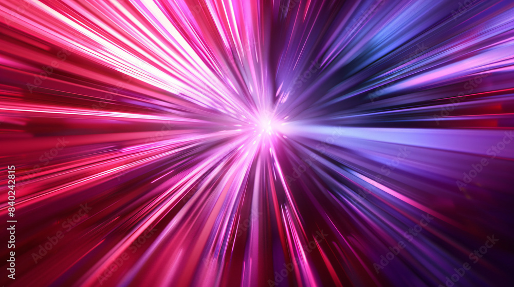 Poster vibrant pink and purple light rays exploding from a central point