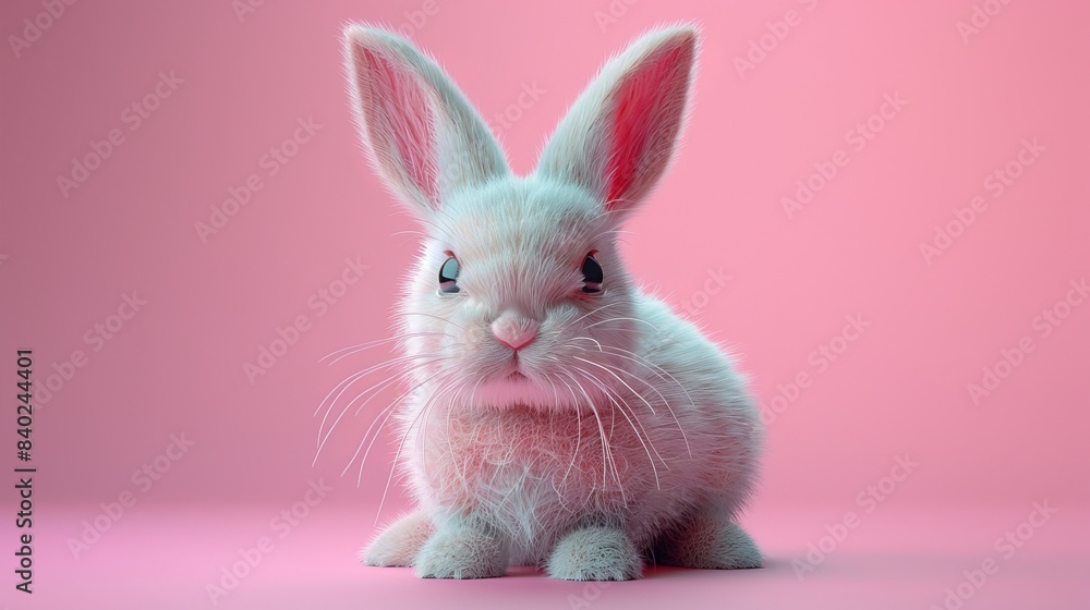 Poster minimal concept with creative easter egg with rabbit ears. 3d rendering.