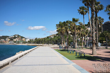 promenade in Malagueta beach in Malaga, Spain