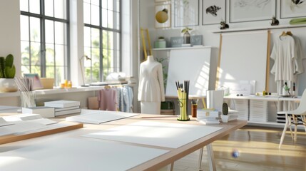 Chic Fashion Studio Designer Clothing Mood Boards and Stylish Business Cards