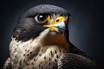 Naklejka premium A close-up shot of a bird of prey in mid-air, wings spread and talons extended
