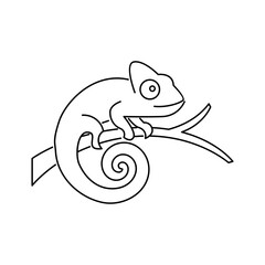 Chameleon line logo icon design vector illustration