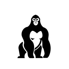 Gorilla line art, Vector illustration logo icon