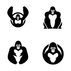 Gorilla line art, Vector illustration logo icon