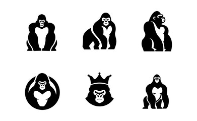 Gorilla line art, Vector illustration logo icon