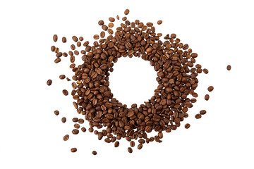 coffee beans round shape isolated on white or transparent PNG