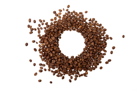 coffee beans round shape isolated on white or transparent PNG