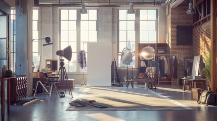 HighFashion Photography Studio Designer Clothes Camera Setup and Business Cards for Creative Professionals