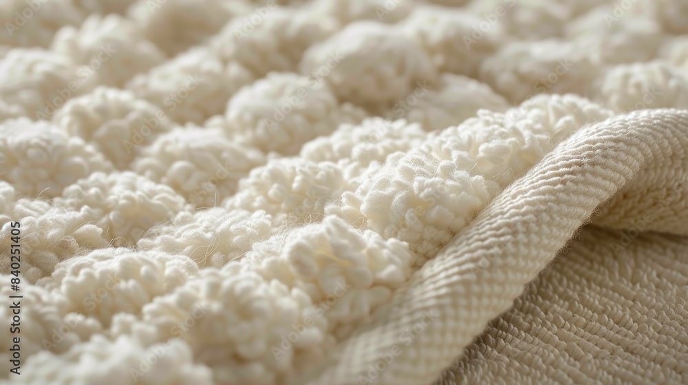 Poster A close-up view of a soft, cream colored fabric with a unique textured pattern