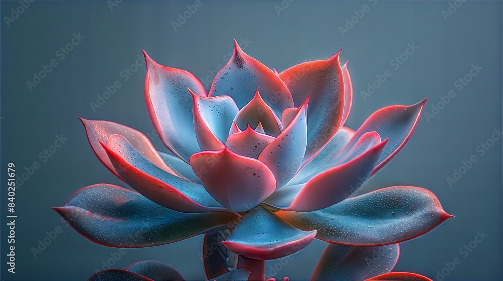 Poster a high-quality widescreen image of an artistic succulent adorned with dew drops. the style combines 