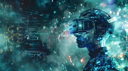 Picture artificial intelligence designing its own dreams in virtual reality. 