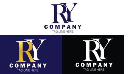  RY monogram logo, gold color elegant classical luxury logo