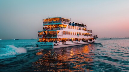 A Festive Cruise Ship at Sunset
