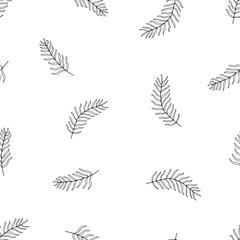 Fototapeta premium Seamless pattern doodle palm leaf. Vector illustration tropical plants background.