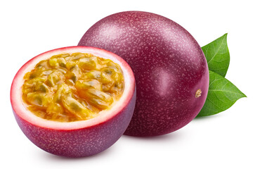 Passion maracuya fruit isolated on white background
