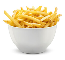 Bowl of French Fries, isolated on white background 