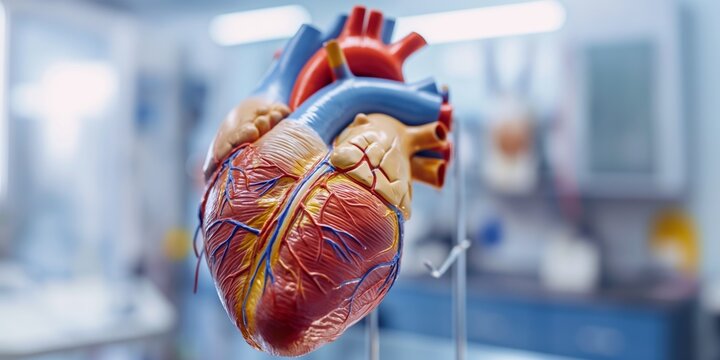 Medical illustration of human heart anatomy highlighting coronary arteries and circulation.