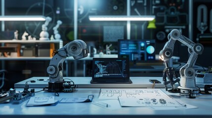 CuttingEdge Robotics Lab Futuristic Technology Business Innovation and Advanced Prototypes in HighTech Environment