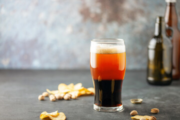 Layered Black and Tan Beer with Lager and Stout. Czech cocktail Rezak Beer