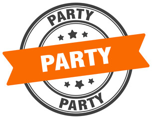party stamp. party label on transparent background. round sign