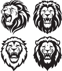 Collection Of Four Engravings With Lion Head