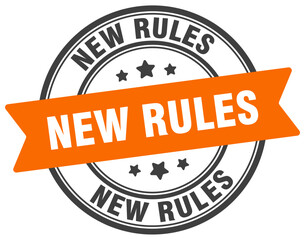 new rules stamp. new rules label on transparent background. round sign