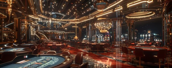 Luxurious restaurant casino las vegas vip night Generative AI poker slots cards roulette players gamers.