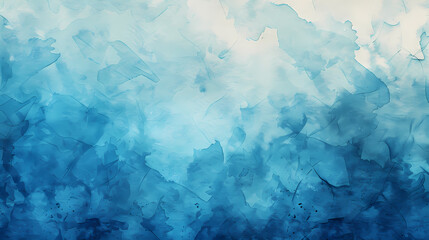 Abstract blue watercolor background with various shades blending together, creating a tranquil and artistic atmosphere.