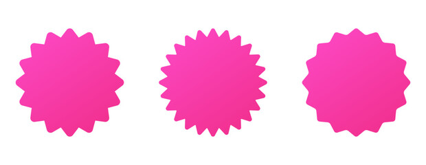 Set of pink starburst tags isolated on a white background - Burst tags for prices and discounts - Digital and printable tags for online stores and advertising