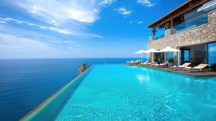 Fototapeta premium Infinity Pool Paradise: A Cliffside Oasis