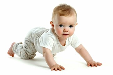 baby crawling, isolated on white