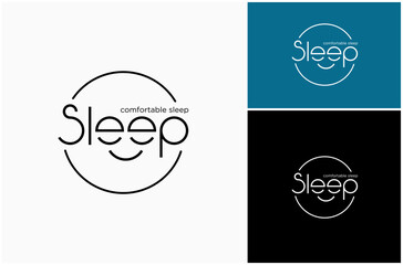 Sleep Sleepy Asleep Bedtime Happy Sleeping Time Text Wordmark Vector Logo Design Illustration