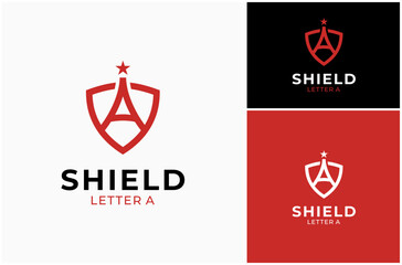 Letter A Armor Shield Protect Security Coat Arms Safety Emblem Vector Logo Design Illustration