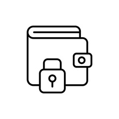 Secure Wallet outline icons, minimalist vector illustration ,simple transparent graphic element .Isolated on white background