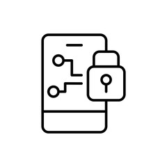 Mobile security outline icons, minimalist vector illustration ,simple transparent graphic element .Isolated on white background