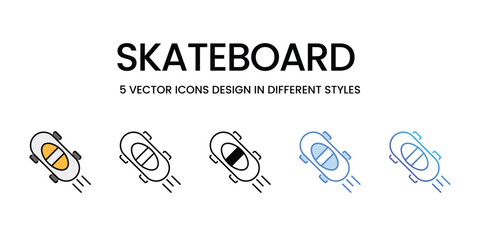 Skateboard icons vector set stock illustration.