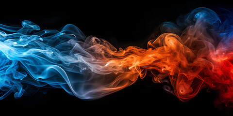 Blue, red and orange energy wave isolated on beneath black background