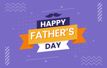 fathers day banner design template with purple background and geometric elements
