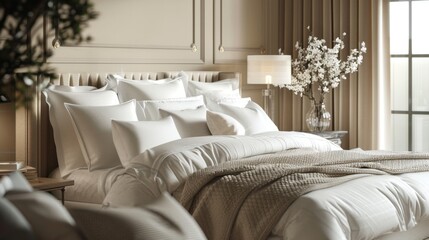 Luxurious Bed Maker's Showcase Exquisite Beds Linens and Pillows Ideal for Home Decor and Interior Design Inspiration