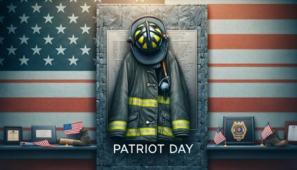 Patriot Day firefighter memorial American flag vector illustration banner USA Flag 