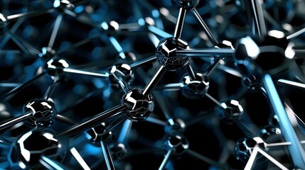 3d molecular model with shiny dark colors that reflect light