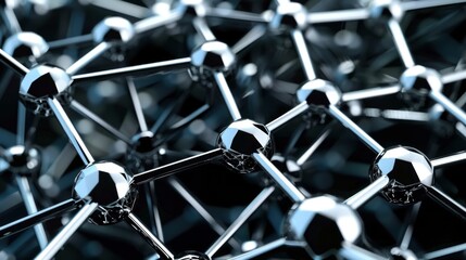 3d molecular model with shiny dark colors that reflect light