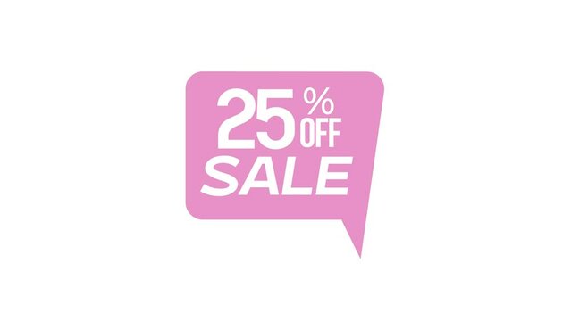 Pink  sticker 25% off  animation, Label sale 25% off animation 4k	
