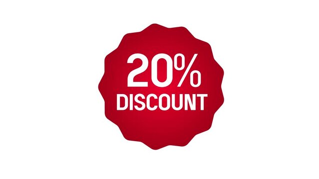 Red Sale 20% off Discount animation banner, Simple animation label banner promotion sale, sale sign on red	

