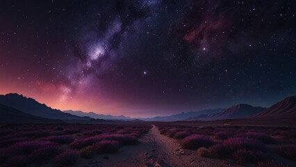 Starry Night Over Purple Desert Landscape